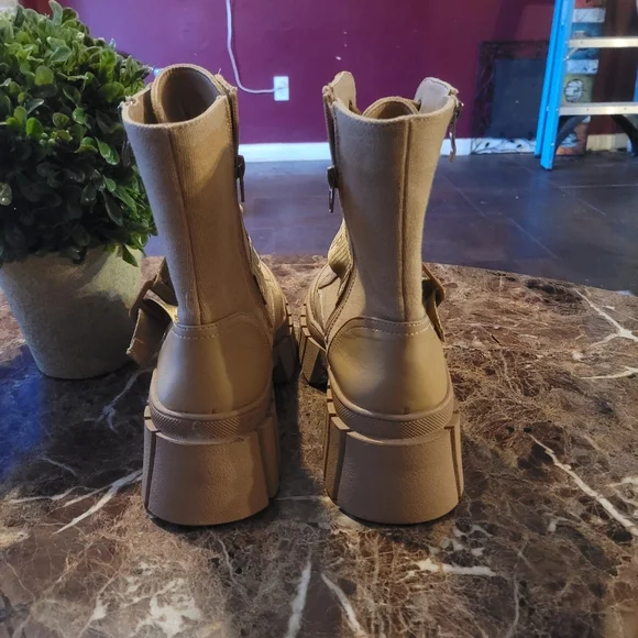 Beige High-Top Sneakers - Picture 3 of 8